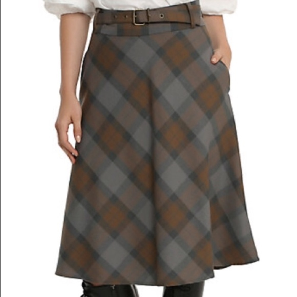 Outlander tartan A-line midi skirt
